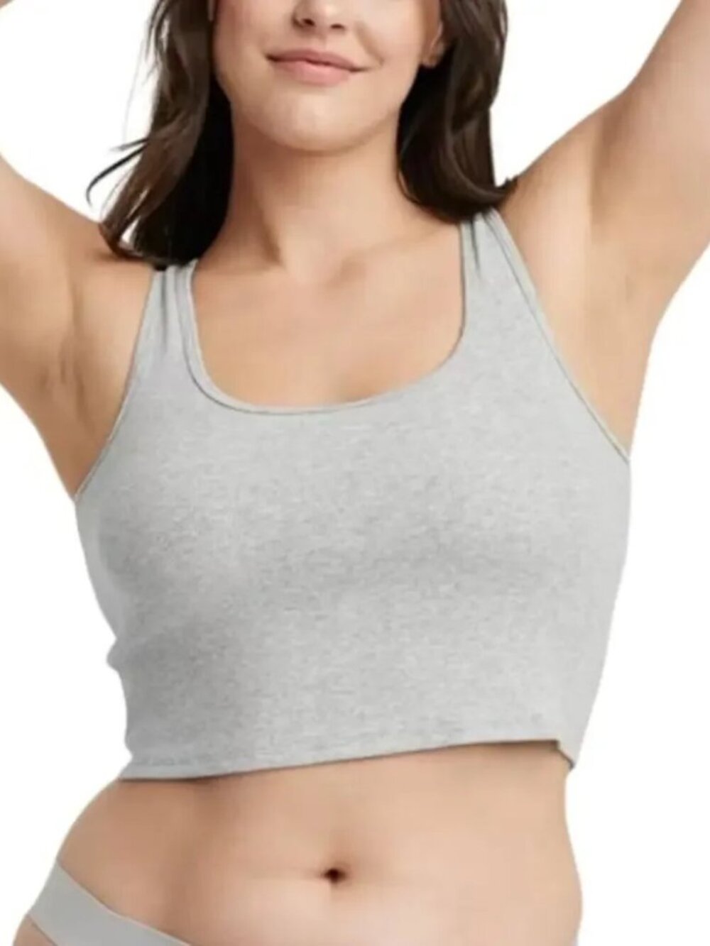 Auden Unlined Body Suit Light Grey Crop Tank Top - Size Small